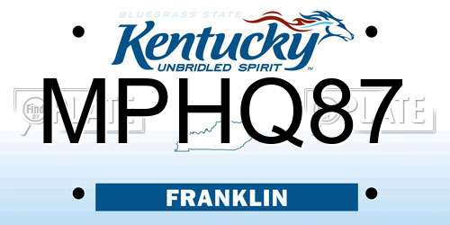MPHQ87 Kentucky License Plate