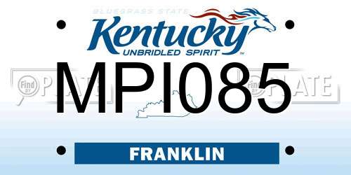 MPI085 Kentucky License Plate
