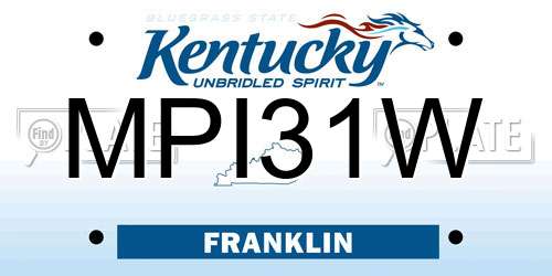 MPI31W Kentucky License Plate