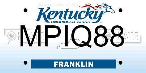 MPIQ88 Kentucky License Plate