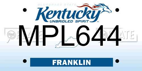MPL644 Kentucky License Plate