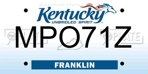 MPO71Z Kentucky License Plate