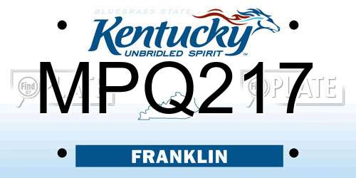 MPQ217 Kentucky License Plate
