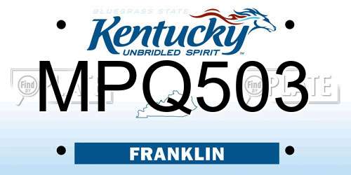 MPQ503 Kentucky License Plate