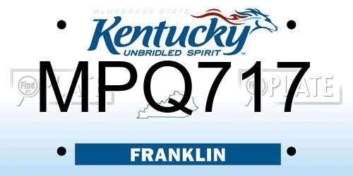 MPQ717 Kentucky License Plate