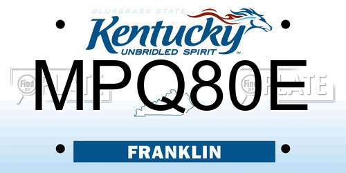 MPQ80E Kentucky License Plate