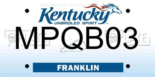 MPQB03 Kentucky License Plate