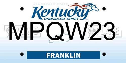 MPQW23 Kentucky License Plate