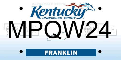 MPQW24 Kentucky License Plate