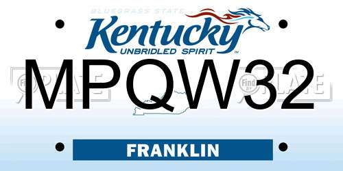MPQW32 Kentucky License Plate