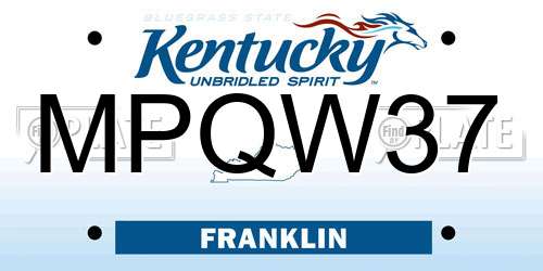 MPQW37 Kentucky License Plate