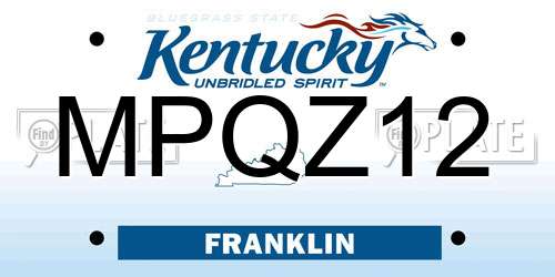 MPQZ12 Kentucky License Plate