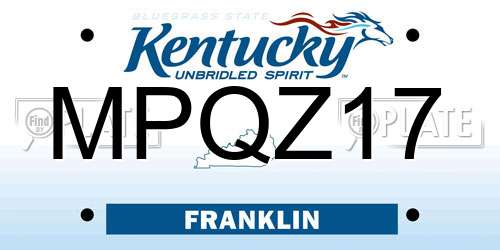 MPQZ17 Kentucky License Plate