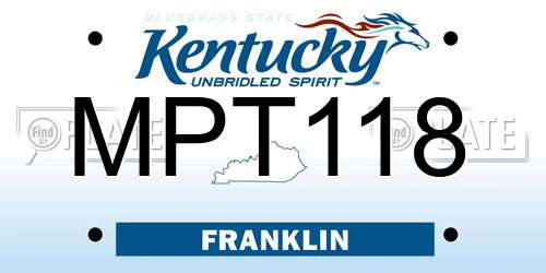 MPT118 Kentucky License Plate