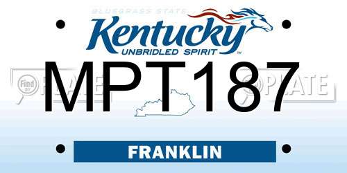 MPT187 Kentucky License Plate