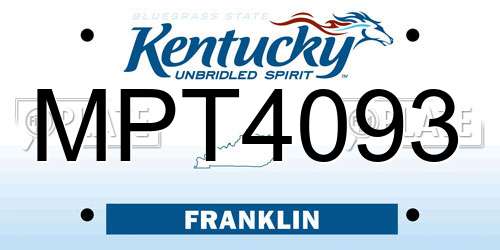 MPT4093 Kentucky License Plate