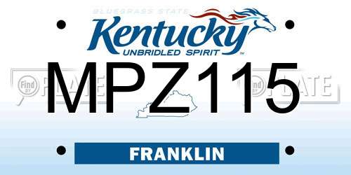 MPZ115 Kentucky License Plate