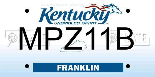 MPZ11B Kentucky License Plate