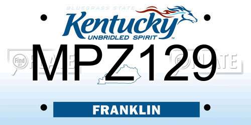 MPZ129 Kentucky License Plate