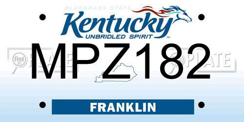 MPZ182 Kentucky License Plate
