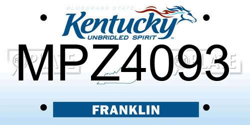 MPZ4093 Kentucky License Plate