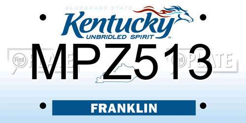 MPZ513 Kentucky License Plate