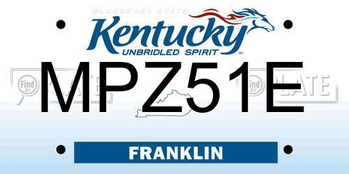 MPZ51E Kentucky License Plate