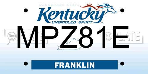 MPZ81E Kentucky License Plate