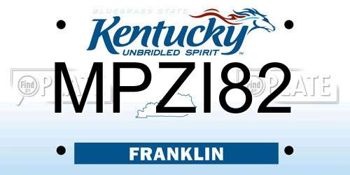 MPZI82 Kentucky License Plate