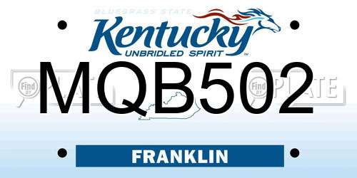 MQB502 Kentucky License Plate