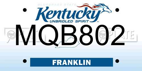 MQB802 Kentucky License Plate