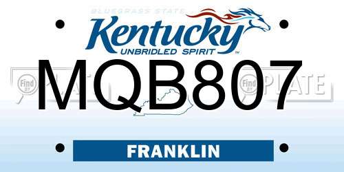MQB807 Kentucky License Plate
