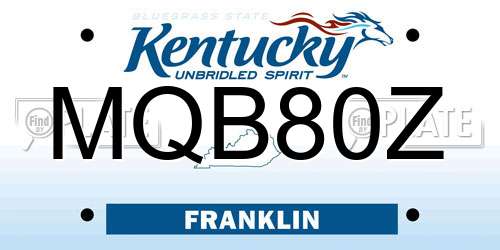 MQB80Z Kentucky License Plate