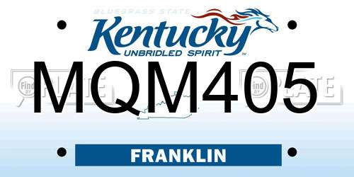 MQM405 Kentucky License Plate