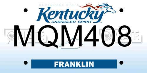 MQM408 Kentucky License Plate