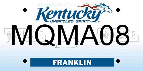 MQMA08 Kentucky License Plate