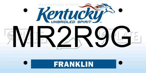 MR2R9G Kentucky License Plate