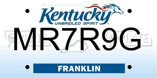 MR7R9G Kentucky License Plate
