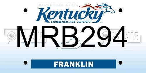 MRB294 Kentucky License Plate