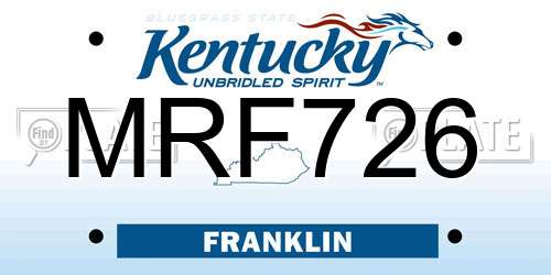 MRF726 Kentucky License Plate