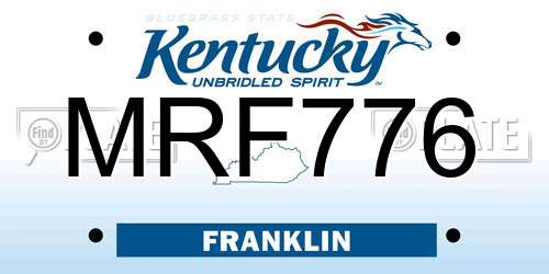 MRF776 Kentucky License Plate