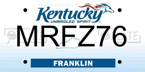 MRFZ76 Kentucky License Plate
