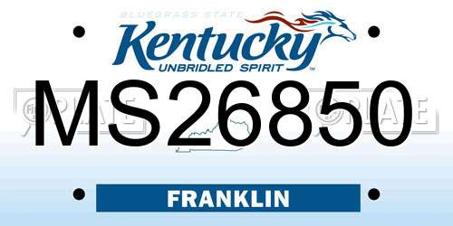 MS26850 Kentucky License Plate
