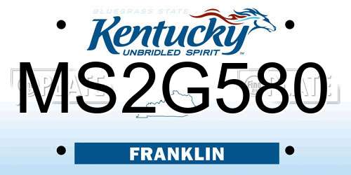 MS2G580 Kentucky License Plate