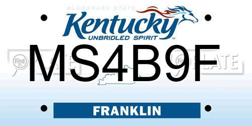 MS4B9F Kentucky License Plate