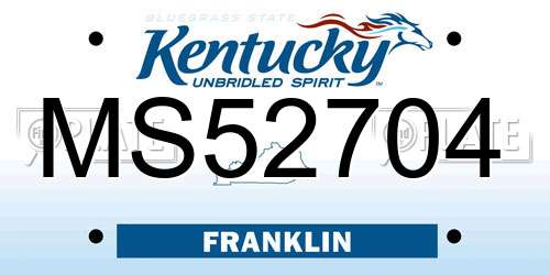 MS52704 Kentucky License Plate