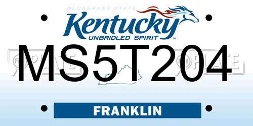 MS5T204 Kentucky License Plate