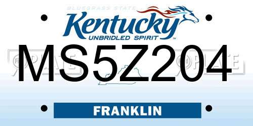 MS5Z204 Kentucky License Plate