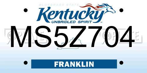 MS5Z704 Kentucky License Plate