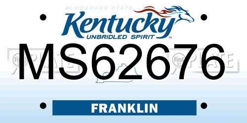 MS62676 Kentucky License Plate